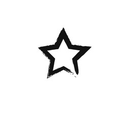 Black watercolor star icon. Grunge vector illustration.