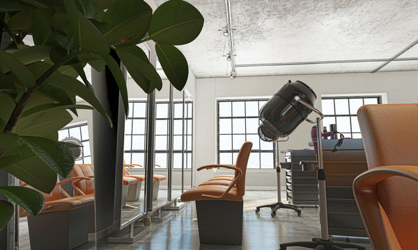 Salone per parrucchieri, Hair Saloon, Illustrazione 3d