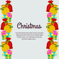 Fototapeta premium cute christmas border with gift sacks