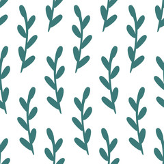 Abstract green twigs seamless vector pattern © Olha Kozachenko