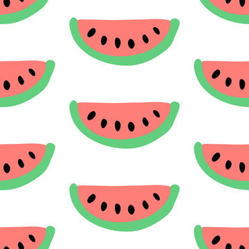 Watermelon seamless hand drawn vector pattern