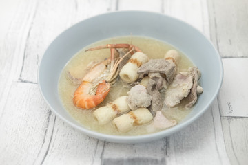 Soup with shrimps. Delicious healthy food for health