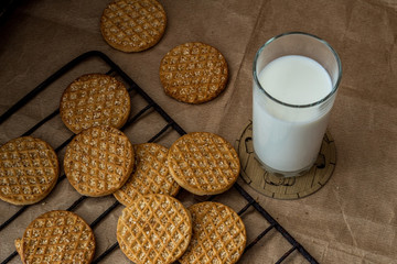 Delicious cookies and a glass of milk