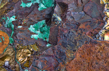 mineral with impregnated pyrite and malachite