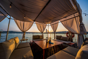 Seoul Hanriver in , sevit island outdoor cafe