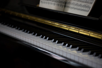 Fototapeta na wymiar Piano keys and the music score.
