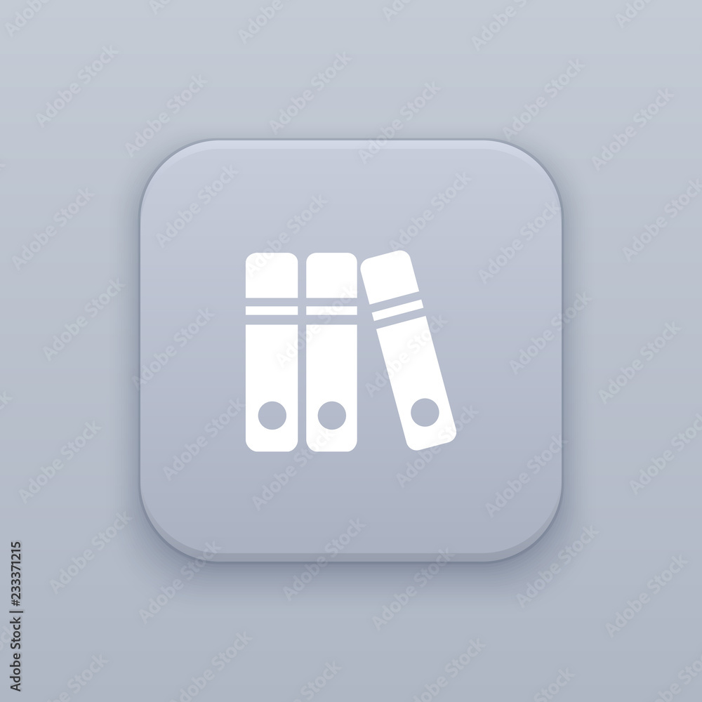 Aufkleber library, gray vector button with white icon