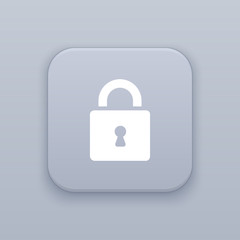 Locked, gray vector button with white icon