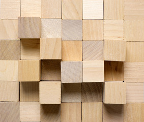 Background made from different wooden cubes blocks