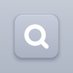 Magnifier, gray vector button with white icon