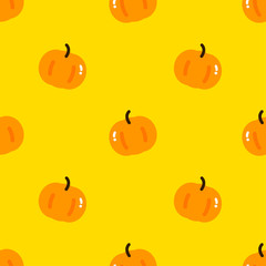 YELLOW PUMPKIN PATTERN
Flat simple orange pumpkin, seamless pattern, on yellow background.