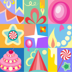 Celebratory set of birthday greeting cards kids
