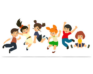 happy kids jumping