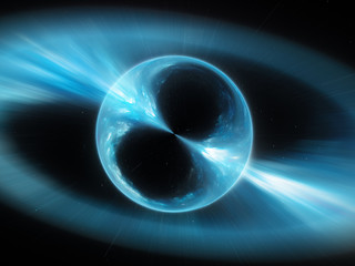 Blue mysterios object in space gamma ray burst - obrazy, fototapety, plakaty