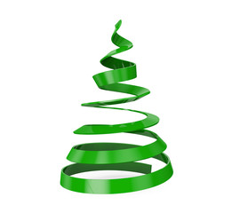 Christmas tree from ribbons isolated on white background 3d render