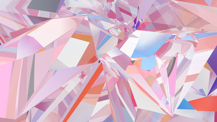 Abstract crystal background, radiant texture, faceted gem, polygonal wallpaper. 3d rendering - obrazy, fototapety, plakaty