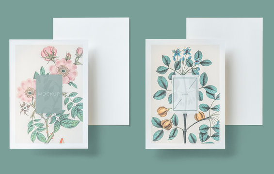 Floral Wedding Invitation Card Mockup