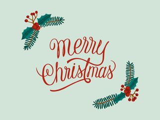 Merry Christmas hand drawn card - obrazy, fototapety, plakaty
