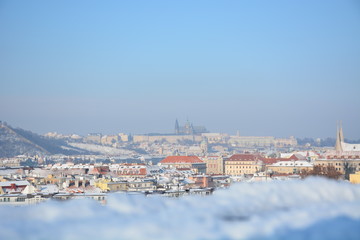 Obraz premium Panoramic view of Prague in winter