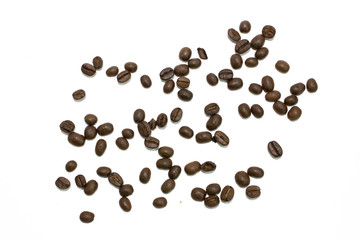 Coffee beans isolated on white background.