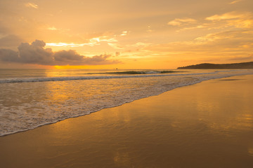 Golden sunset on the beach 