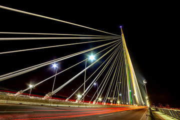 Fototapeta na wymiar Belgrade, Serbia - 20 June, 2018: Ada bridge at night 