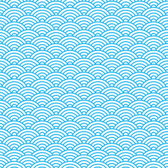 Seamless pattern witn blue waves. Chinese print. Vector illustration