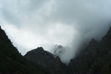 mount peak in a clouds. storm clouds over the mountain