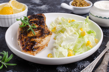 Fried chicken breast with spices