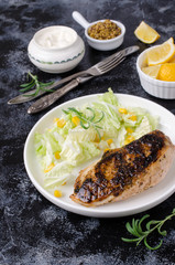 Fried chicken breast with spices