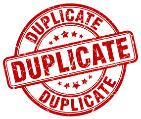 duplicate red grunge round vintage rubber stamp