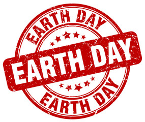 earth day red grunge round vintage rubber stamp