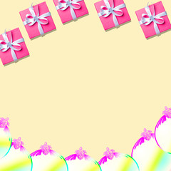  pink gift box for holiday xmas, pastel mood background, contemporary trendy and pop