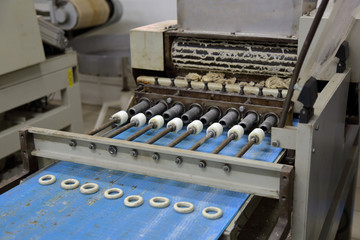 Industrial equipment and machinery at the factory of bread and sweets