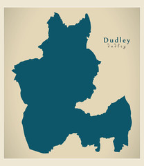 Modern City Map - Dudley city of England UK