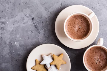 Aluminium Prints Chocolate Christmas cookies and  hot chocolate