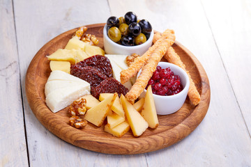 cheese plate with olives