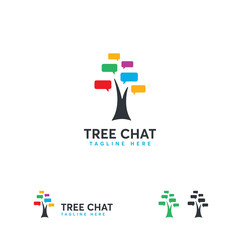 Tree Chat logo designs concept vector, Tree Discuss logo symbol