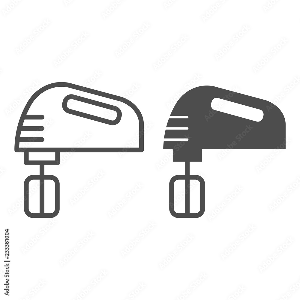 Poster mixer line and glyph icon. blender vector illustration isolated on white. hand mixer outline style d