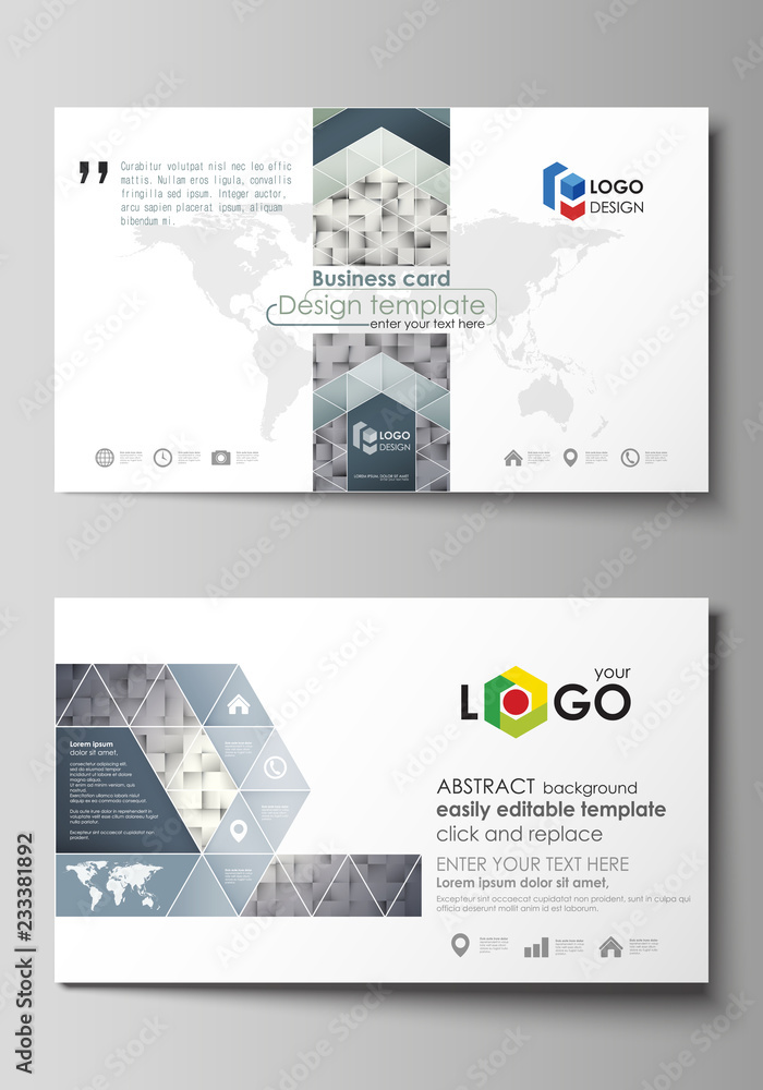 Poster business card templates. easy editable layout, abstract vector design template. pattern made from sq