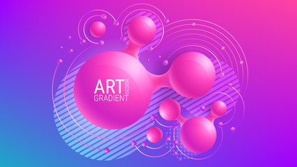 Abstract blue background. Ultraviolet. Soft gradient tones. Colorful geometric pattern. Fashionable colors. Luminous translucent spheres. Image for banners, music festivals, advertising.