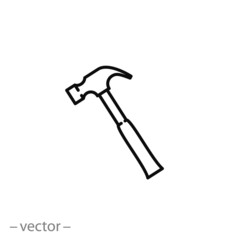 hammer icon, linear sign on white background - editable vector illustration eps10