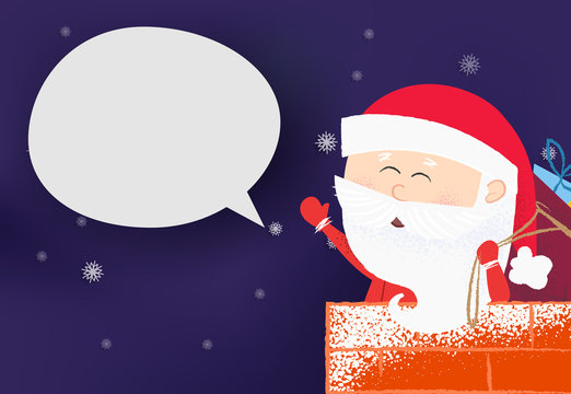 Download Christmas Flyer Design Santa Claus With Presents Calling On Purple Background With Snowflakes Speech Bubble For Your Text Vector Can Be Used For Greeting Cards Banners Posters And Brochures Buy This PSD Mockup Templates