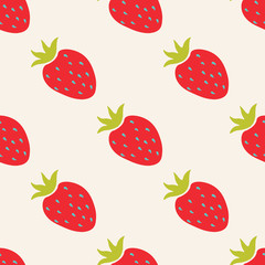 Seamless pattern with strawberry. Fruit background. Vector illustration.