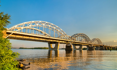 The Darnytsia bridges across the Dnieper in Kiev, Ukraine