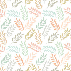 Floral seamless pattern with branches and leaves. Vector illustration.