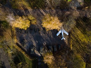 Aerial: Korsun-Shevchenkivsky State Historical and Cultural Reserve in Ukraine in autumn