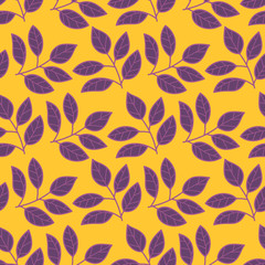 Floral seamless pattern with branches and leaves. Vector illustration.