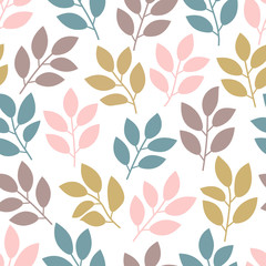 Floral seamless pattern with branches and leaves. Vector illustration.