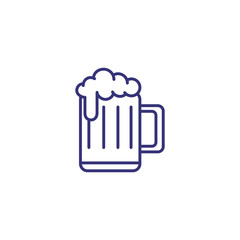 Beer mug line icon. Beverage, pub, ale. Alcohol concept. Vector illustration can be used for topics like Oktoberfest, party, bar